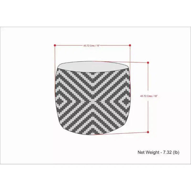 Pouf rond tressé en PET polyester gris/jaune, ottoman/repose-pieds pour l'extérieur et l'intérieur, résistant aux UV et à l'eau