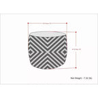 Pouf rond tressé en PET polyester gris/jaune, ottoman/repose-pieds pour l'extérieur et l'intérieur, résistant aux UV et à l'eau