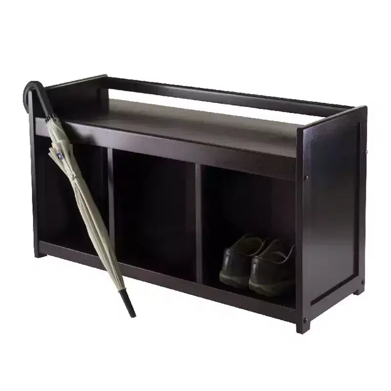 Banc de rangement d'entrée Winsome 4 pièces Addison avec paniers pliants en tissu expresso/beige : Organisateur d'entrée, Sièges de hall