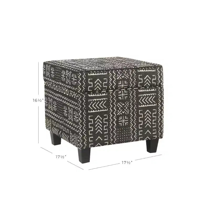Pouffe de rangement carré avec couvercle amovible Onyx - HomePop : Rembourré, Forme rectangulaire