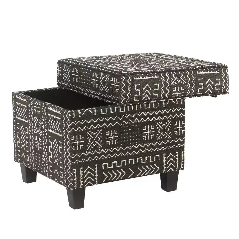 Pouffe de rangement carré avec couvercle amovible Onyx - HomePop : Rembourré, Forme rectangulaire