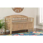 Linon 52" Aria Traditional Washed Split Seat Solid Wood Storage Bench Brown: Entryway Furniture with Back