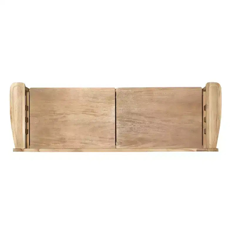 Banc de rangement en bois massif Linon Aria de 132 cm avec dossier et siège fendu, finition marron : Meuble d'entrée