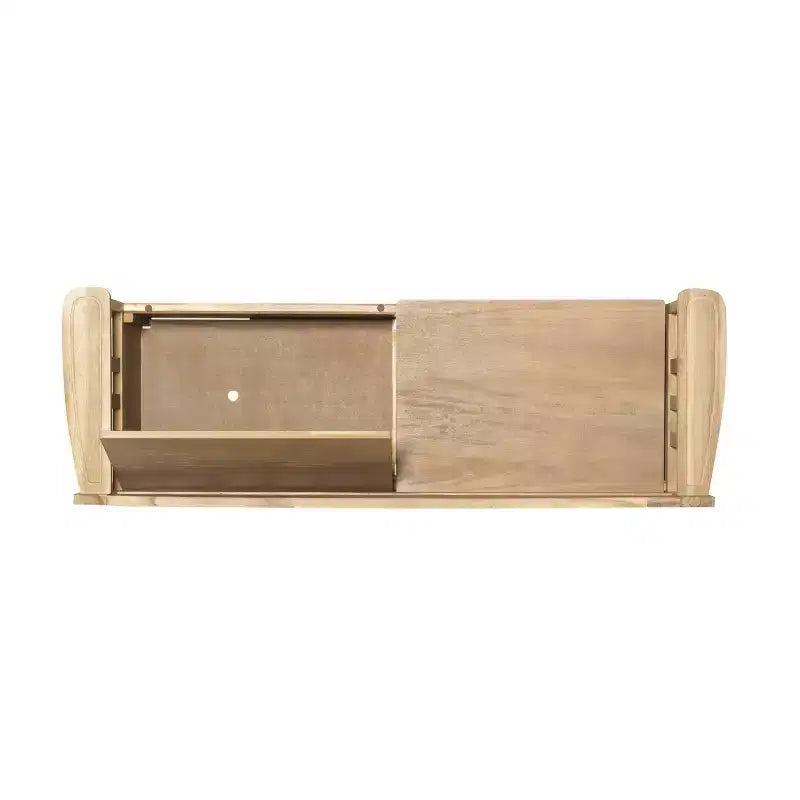 Banc de rangement en bois massif Linon Aria de 132 cm avec dossier et siège fendu, finition marron : Meuble d'entrée