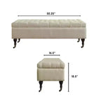 Banc capitonné Collette avec rangement crème au beurre – Adore Decor : Milieu de siècle moderne, Revêtement en polyester, Cadre en bois