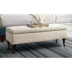 Banc capitonné Collette avec rangement crème au beurre – Adore Decor : Milieu de siècle moderne, Revêtement en polyester, Cadre en bois
