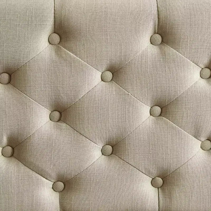 Banc capitonné Collette avec rangement crème au beurre – Adore Decor : Milieu de siècle moderne, Revêtement en polyester, Cadre en bois