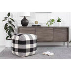 Chinese Checkers Pouf Black/White - Anji Mountain: Hand-Crafted, Fair Trade, Mid-Century Modern Ottoman