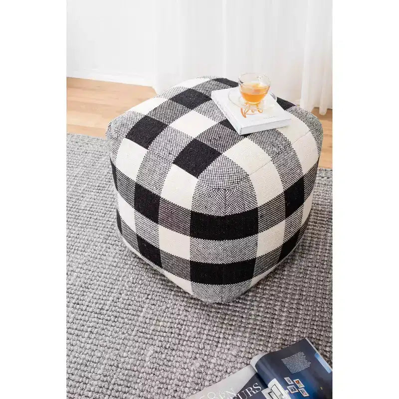 Pouf Dames chinoises Noir/Blanc - Anji Mountain : Fait main, équitable, Ottoman Mid-Century Moderne