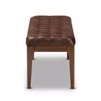 Walsh Ottoman en similicuir et bois marron foncé/noyer – Baxton Studio : Banc rectangulaire élégant, revêtement en polyester