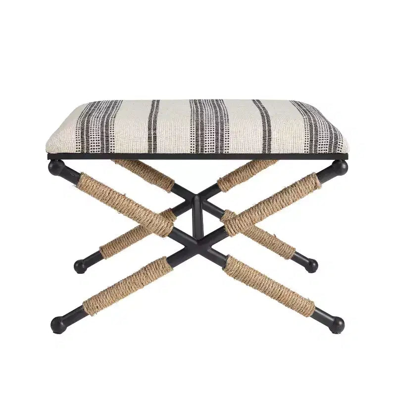 Pouf-tabouret d'appoint de campagne Ashburn Boho de 61 cm, tressé avec corde : Rembourré, Aucun assemblage - Linon