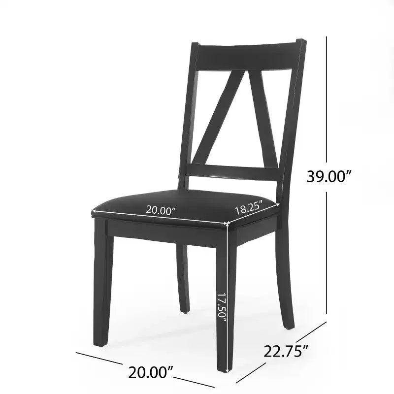 Lot de 2 chaises de salle à manger en bois rembourrées Fairgreens Farmhouse noires - Christopher Knight Home : Style rustique, hévéa