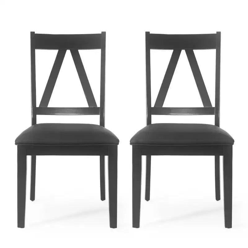 Lot de 2 chaises de salle à manger en bois rembourrées Fairgreens Farmhouse noires - Christopher Knight Home : Style rustique, hévéa