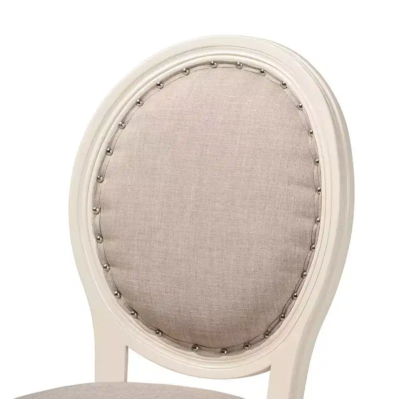 Lot de 2 chaises de salle à manger Louis en tissu avec clous décoratifs – Baxton Studio