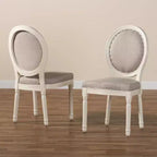 Lot de 2 chaises de salle à manger Louis en tissu avec clous décoratifs – Baxton Studio