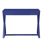 Bureau Nalo finition Bleu crépuscule - Meubles Acme : Bois de peuplier et MDF modernes, piètement en X, tiroir universel