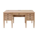 Martin Furniture Modern Wood Half Pedestal Desk Laurel Collection Light Brown: Executive Workstation with All-Purpose Drawer
