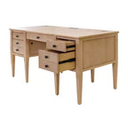 Bureau Martin Furniture en bois moderne demi-piédestal collection Laurel marron clair : poste de travail de direction avec tiroir universel