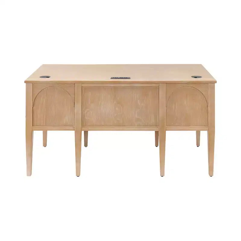 Bureau Martin Furniture en bois moderne demi-piédestal collection Laurel marron clair : poste de travail de direction avec tiroir universel