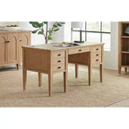 Bureau Martin Furniture en bois moderne demi-piédestal collection Laurel marron clair : poste de travail de direction avec tiroir universel