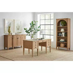 Bureau Martin Furniture en bois moderne demi-piédestal collection Laurel marron clair : poste de travail de direction avec tiroir universel