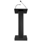 Pupitre de conférence ZED avec haut-parleur noir - Hampden Furnishings : 40 W, lampe halogène, minuteur numérique, micro col de cygne