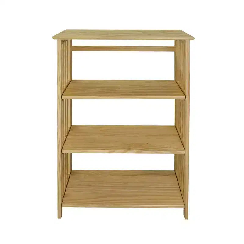 42" 4 Shelf Folding Bookcase Natural - Flora Home: Pine Frame, Lacquered Finish, No Assembly Corner Shelves