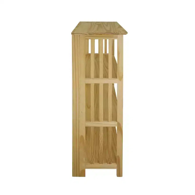 Étagère pliante à 4 niveaux de 42 po, naturelle - Flora Home : Cadre en pin, finition laquée, aucune étagère d'angle à assembler