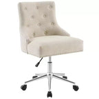 Regent Swivel Upholstered Fabric Office Chair Beige - Modway: Armless, Adjustable Height, Padded Back