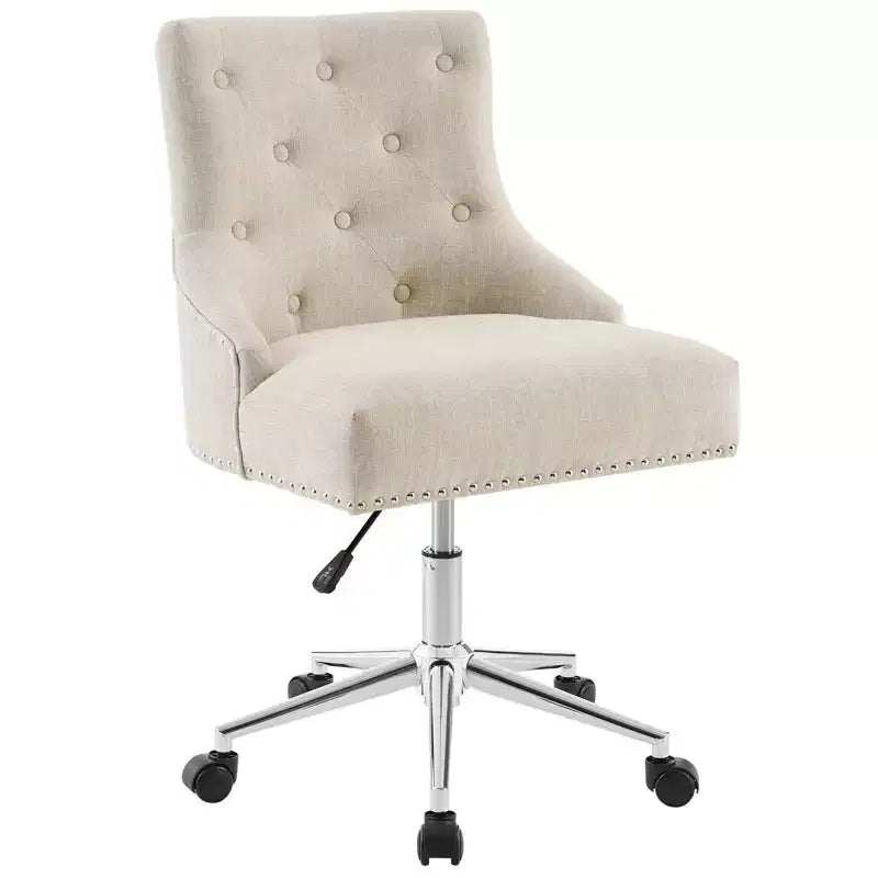Chaise de bureau pivotante en tissu rembourrée Regent Beige - Modway : Sans accoudoirs, Hauteur réglable, Dossier rembourré