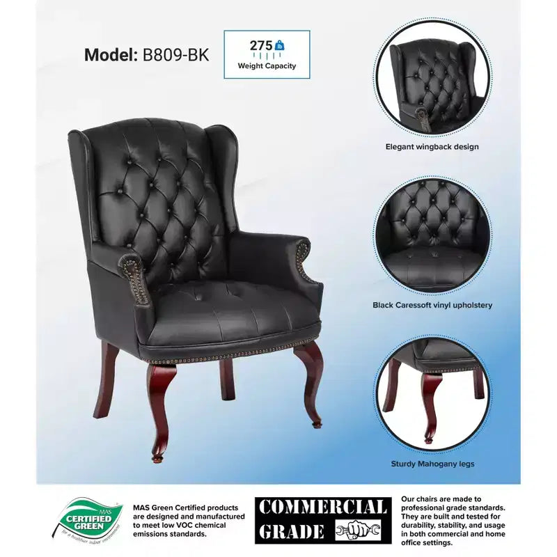 Fauteuil visiteur traditionnel à dossier haut noir - Boss Office Products