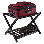 Porte-bagages Reese avec étagère marron foncé expresso - Winsome : Bois robuste, aucun assemblage requis, essentiel pour chambre d'amis