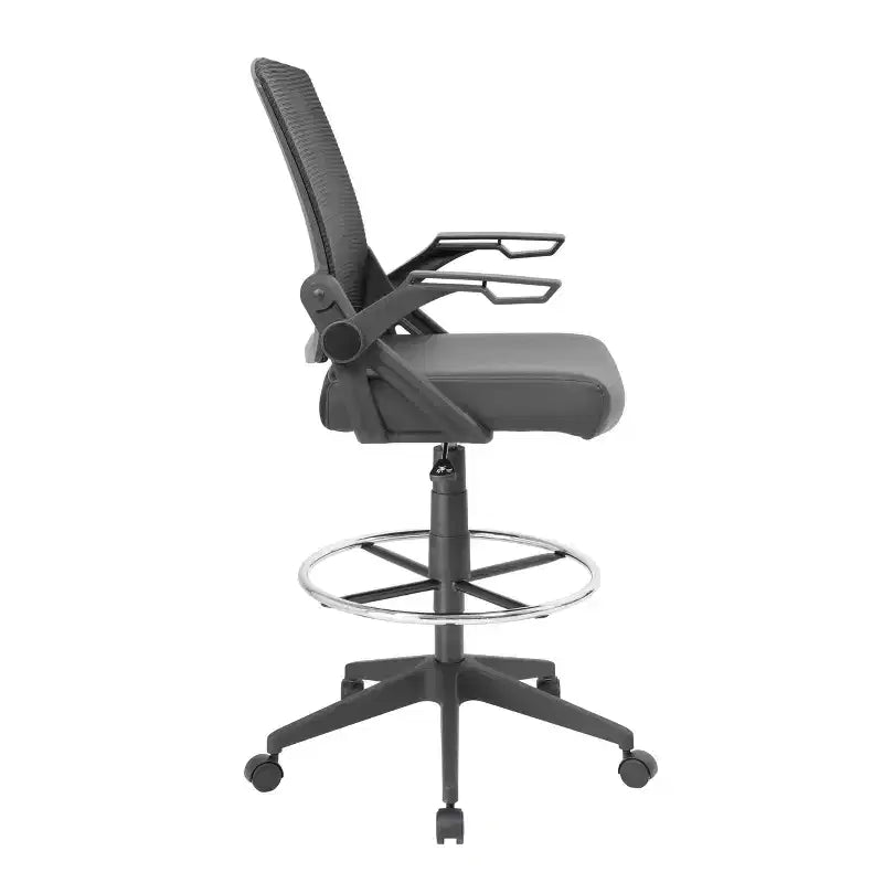 Tabouret de dessinateur avec accoudoirs relevables en maille noire - Boss Office Products