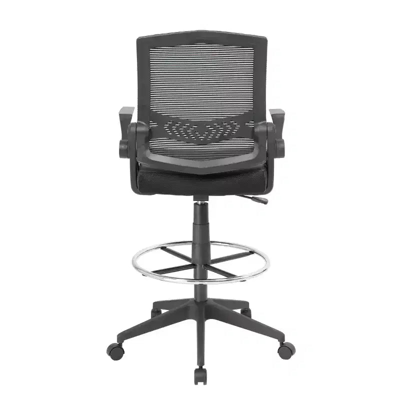 Tabouret de dessinateur avec accoudoirs relevables en maille noire - Boss Office Products