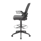 Tabouret de dessinateur avec accoudoirs relevables en maille noire - Boss Office Products