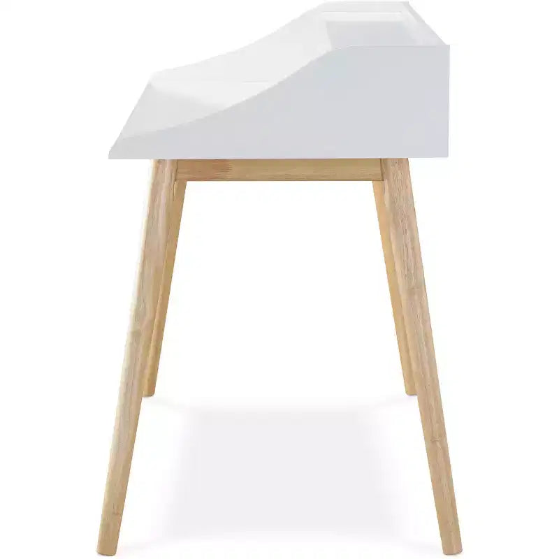 Bureau Alton Blanc - Adore Decor : Milieu de siècle moderne, Rangement ouvert, Pieds en hévéa