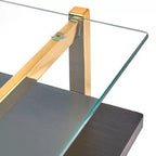 Lifestorey Thayer Bureau en Verre Mid-Century Or Brillant : Élégance Moderne, Cadre Métallique, Étagère de Rangement Ouverte