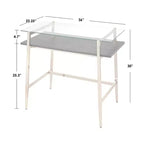 Lifestorey Thayer Bureau en Verre Mid-Century Or Brillant : Élégance Moderne, Cadre Métallique, Étagère de Rangement Ouverte