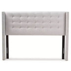 Tête de lit capitonnée en tissu moderne et contemporain Queen Ginaro avec clous et ailes - Baxton Studio : design élégant, cadre en MDF, nettoyage ciblé