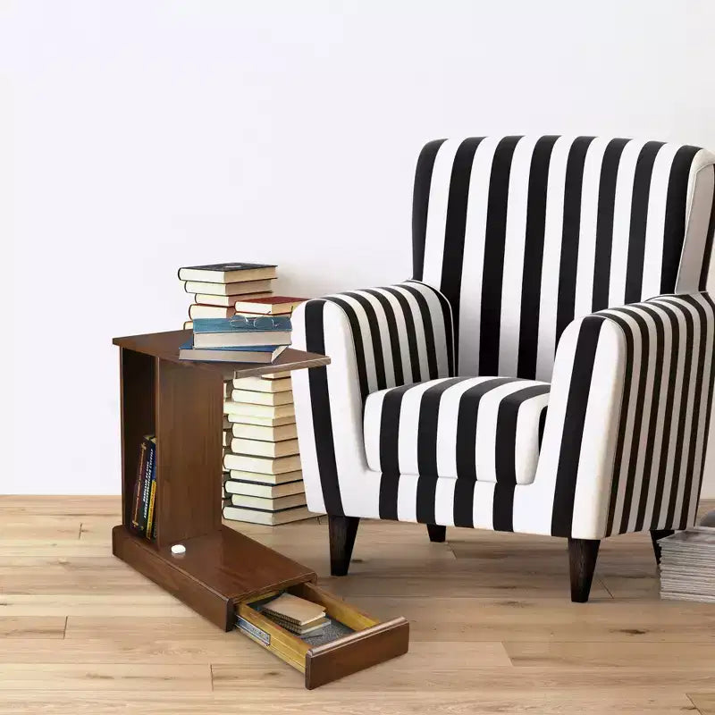 Table d'appoint Monroe avec tiroir dissimulé : Rangement sécurisé, étagère latérale - Flora Home