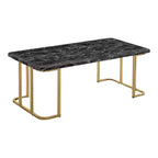 Ensemble de 3 tables basses Trillick avec plateau en faux marbre Or/Noir - miBasics : Structure en métal de style Mid-Century, finition thermolaquée