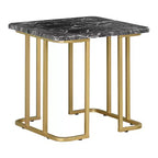 Ensemble de 3 tables basses Trillick avec plateau en faux marbre Or/Noir - miBasics : Structure en métal de style Mid-Century, finition thermolaquée