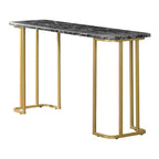 Ensemble de 3 tables basses Trillick avec plateau en faux marbre Or/Noir - miBasics : Structure en métal de style Mid-Century, finition thermolaquée
