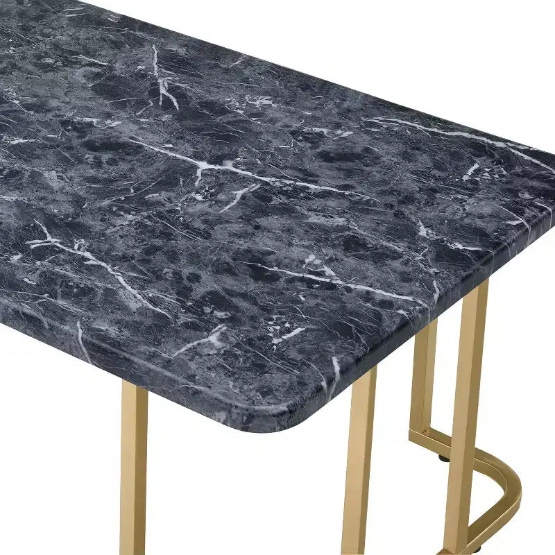 Ensemble de 3 tables basses Trillick avec plateau en faux marbre Or/Noir - miBasics : Structure en métal de style Mid-Century, finition thermolaquée