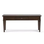 Table basse WyndenHall en bois massif de 112 cm avec tiroir, finition laquée