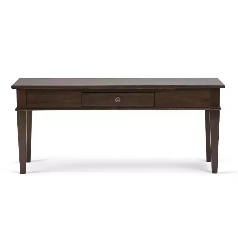 Table basse WyndenHall en bois massif de 112 cm avec tiroir, finition laquée