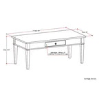 Table basse WyndenHall en bois massif de 112 cm avec tiroir, finition laquée