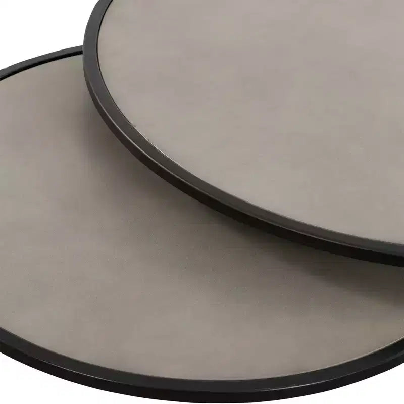 Ensemble de 2 tables basses gigognes Rina en béton/métal gris/noir - Armen Living : Design moderne à pieds en boucle pour salon