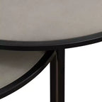 Ensemble de 2 tables basses gigognes Rina en béton/métal gris/noir - Armen Living : Design moderne à pieds en boucle pour salon