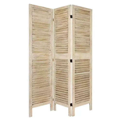 5 1/2ft 3 Panel Tall Classic Venetian Room Divider White - Oriental Furniture: Hardwood, No Assembly Required
